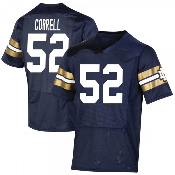 Zeke Correll Notre Dame Fighting Irish NCAA Youth #52 Navy Premier 2021 Shamrock Series Replica College Stitched Football Jersey UEP0755SG